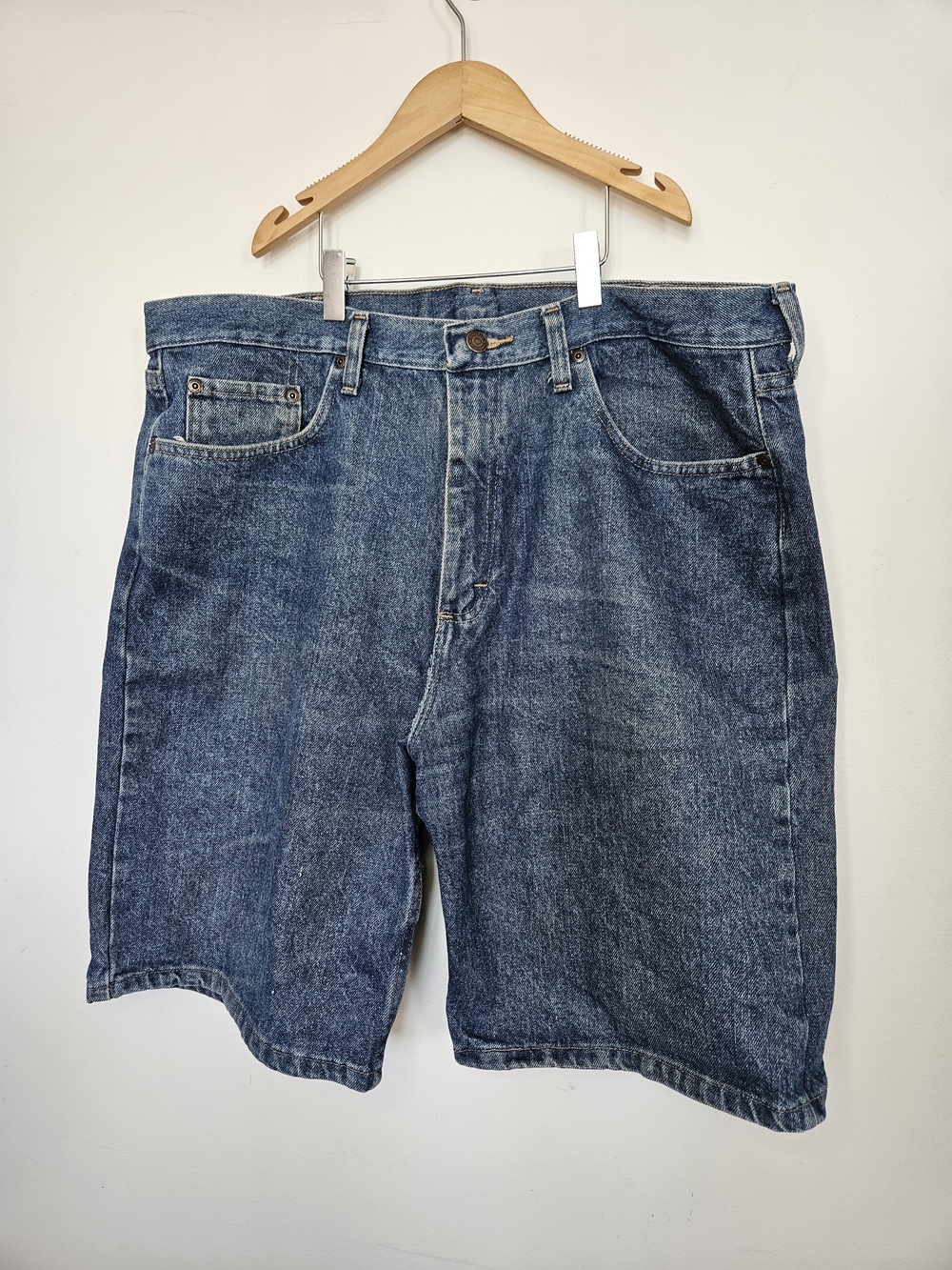 Wrangler Premium Quality Men's Denim Shorts Blue Relaxed Fit Size 38 Regular🔥